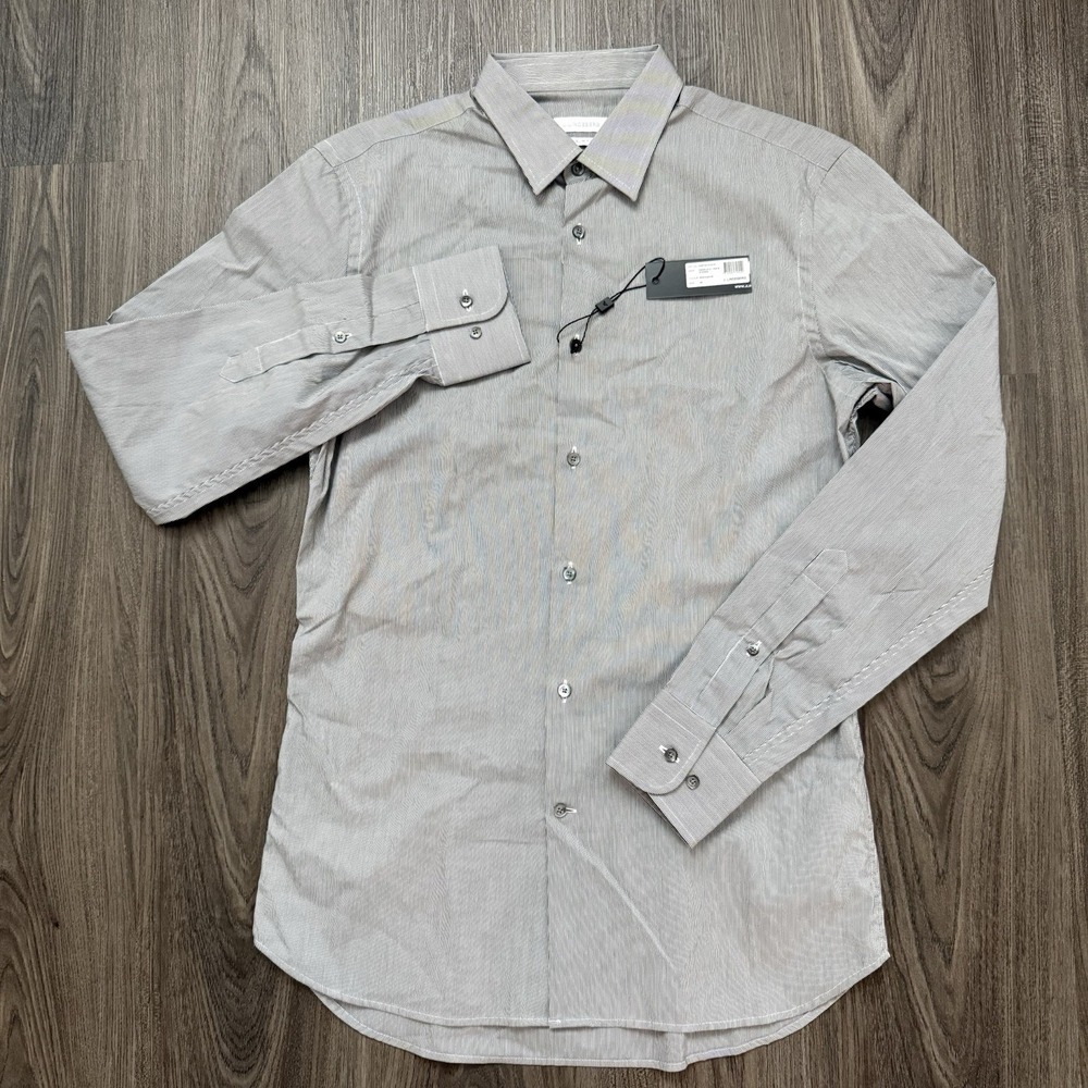 J Lindeberg Daniele 1000's Stripes Long Sleeve Slim Fit 38/15 Men's Dress Shirt - Picture 2 of 15